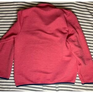 J Crew Textured Snap Neck Pullover Fleece Coral Navy Blue Size L